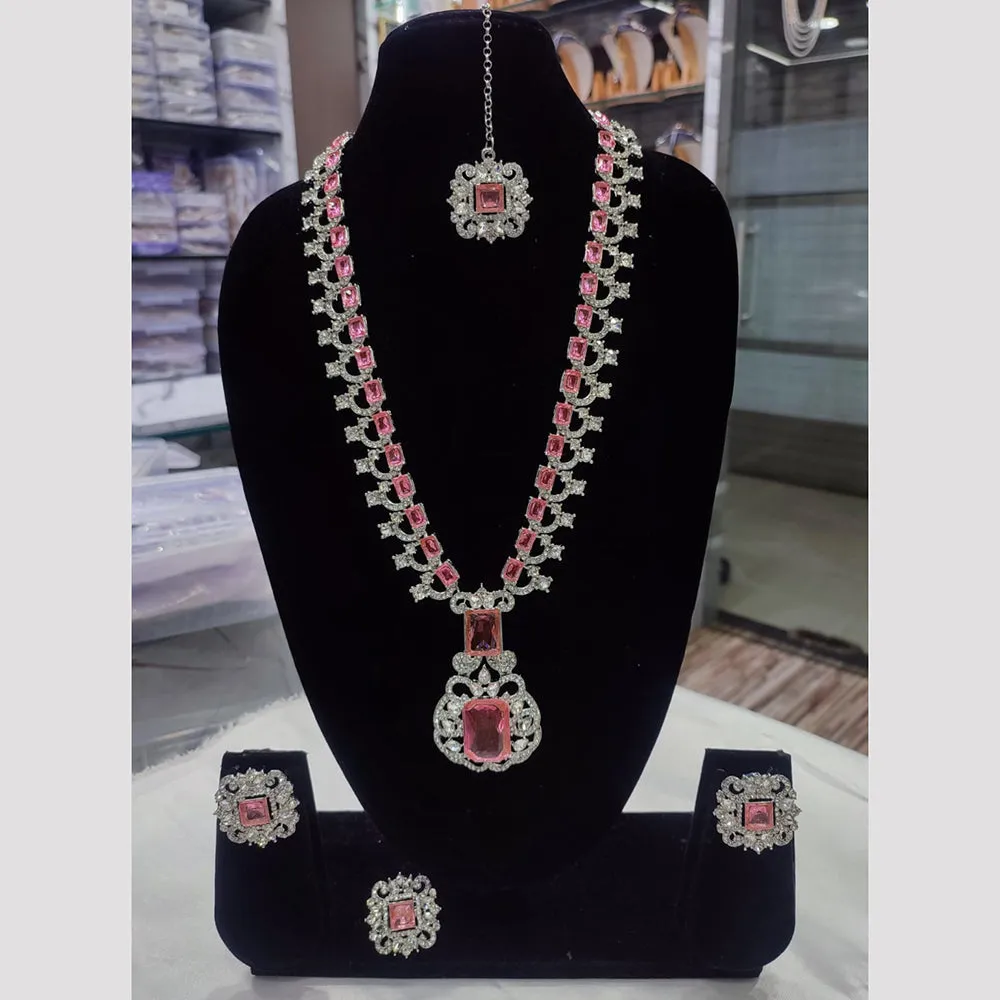 JewelMaze Silver Plated Austrian Stone Necklace Set