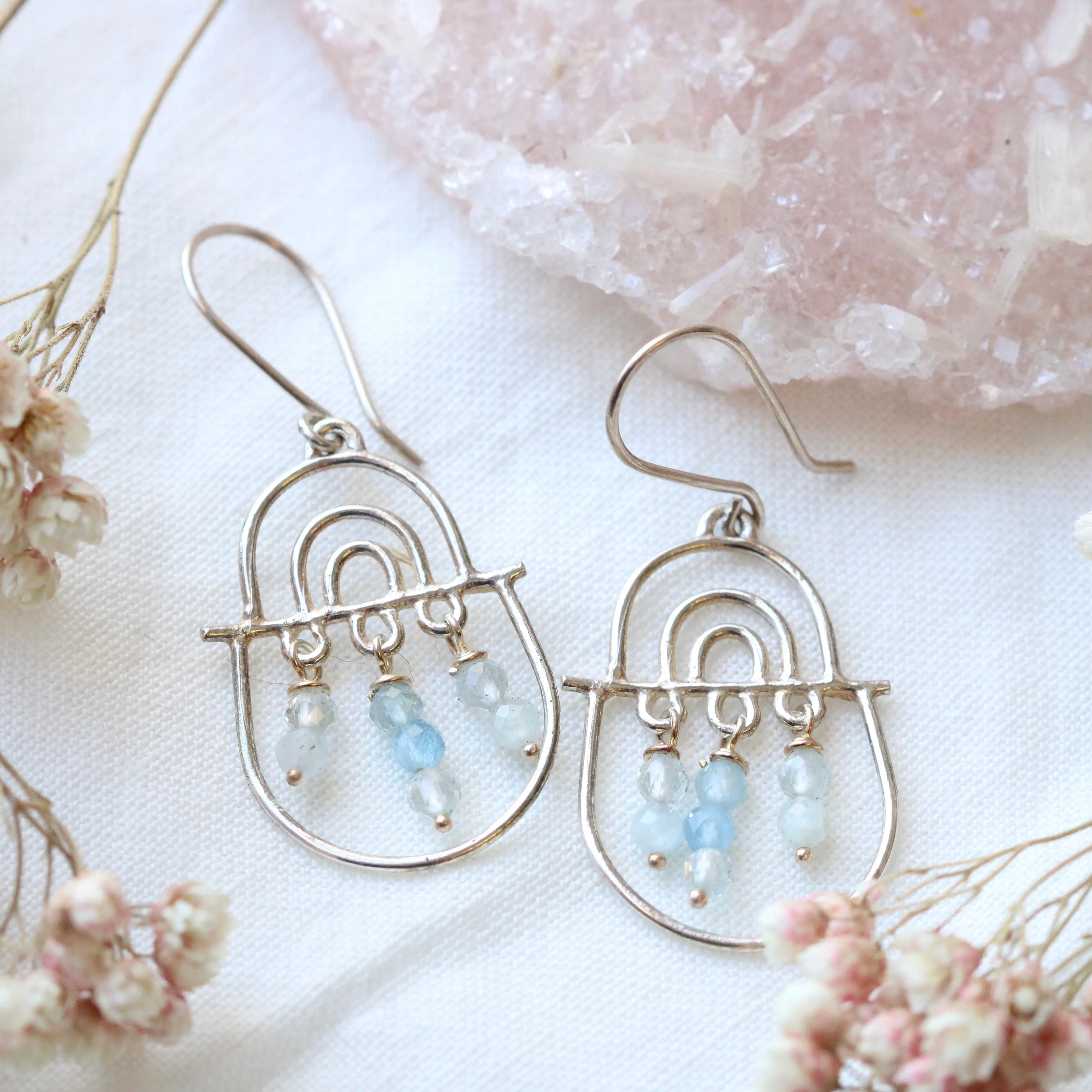 Joyful days Sterling silver and gemstone earrings.