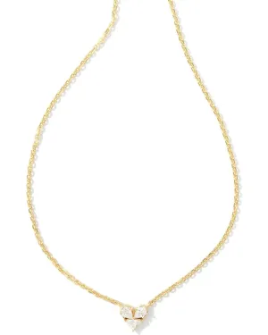 Kendra Scott Katy Heart Gold Short Pendant Necklace in White Crystal