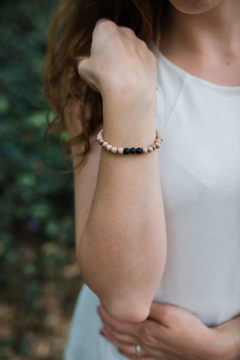 Lava Stone & Wood Bracelet