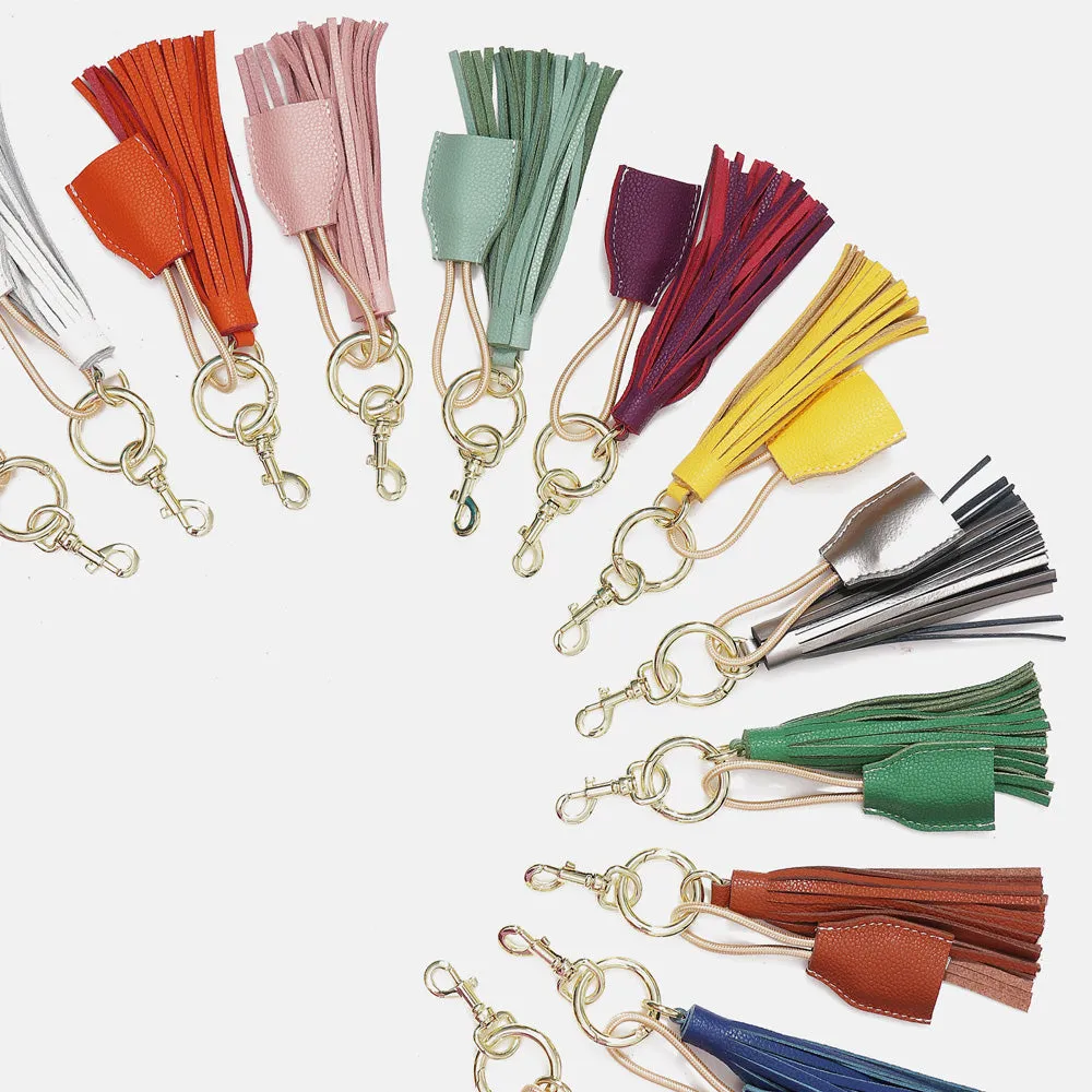 Leather Tassel Keychain w/ USB charging cable