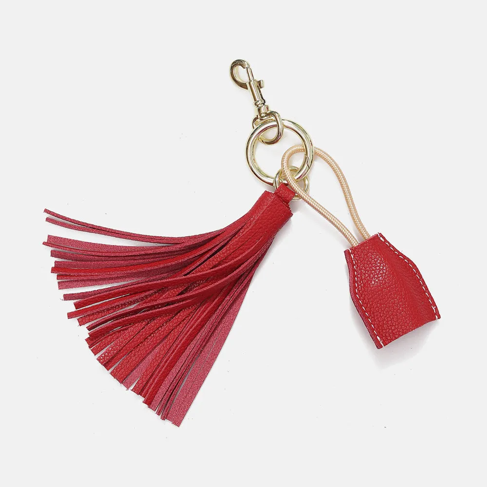 Leather Tassel Keychain w/ USB charging cable