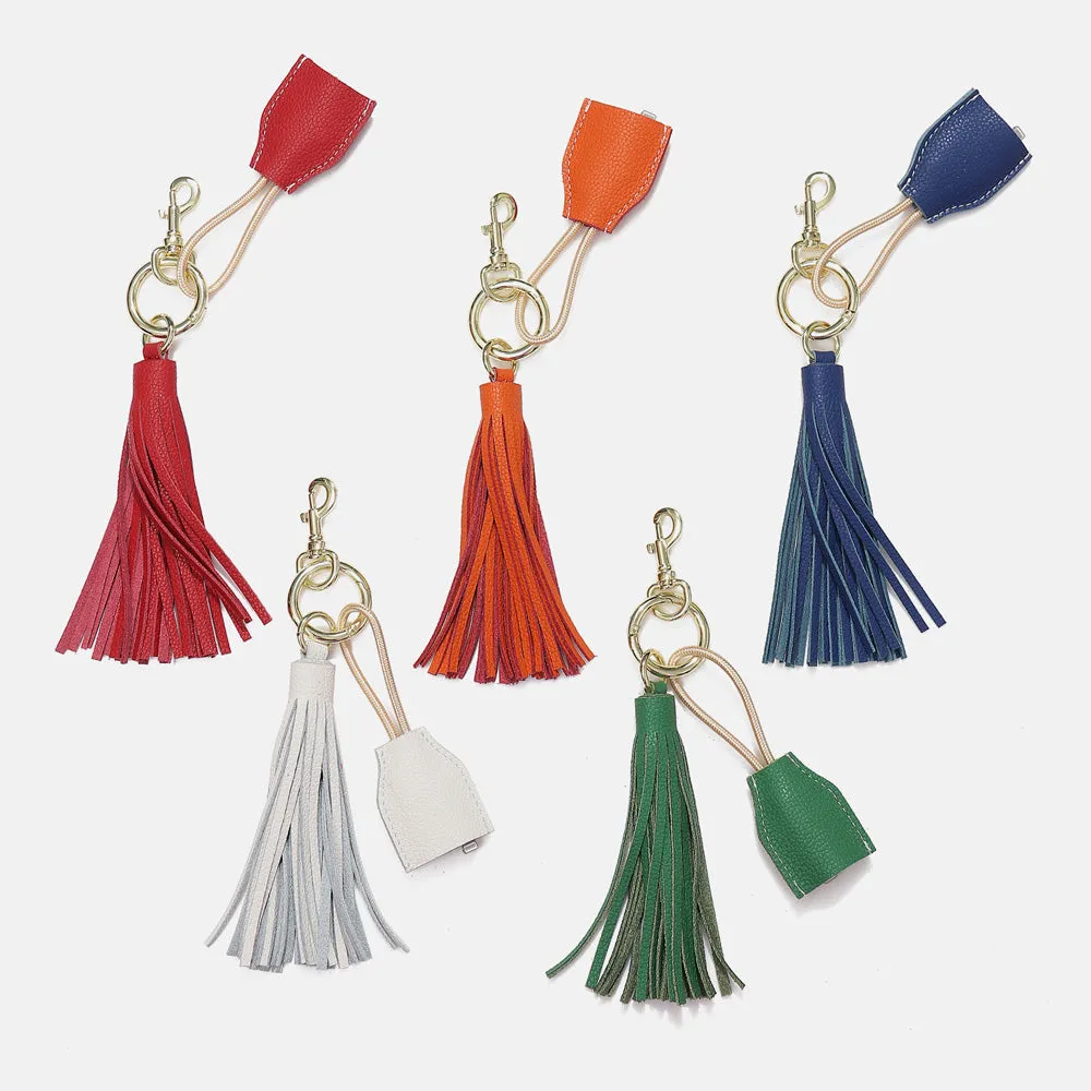 Leather Tassel Keychain w/ USB charging cable