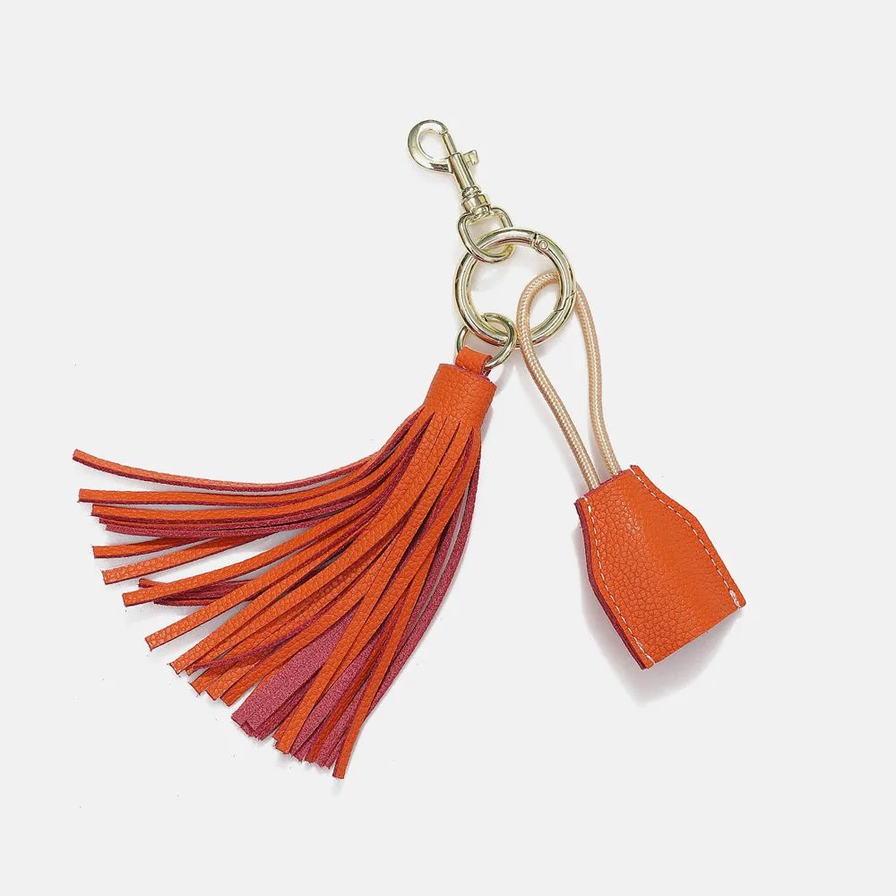 Leather Tassel Keychain w/ USB charging cable