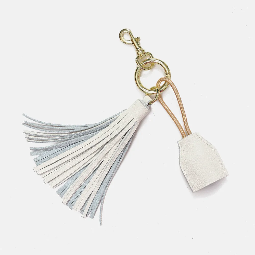 Leather Tassel Keychain w/ USB charging cable
