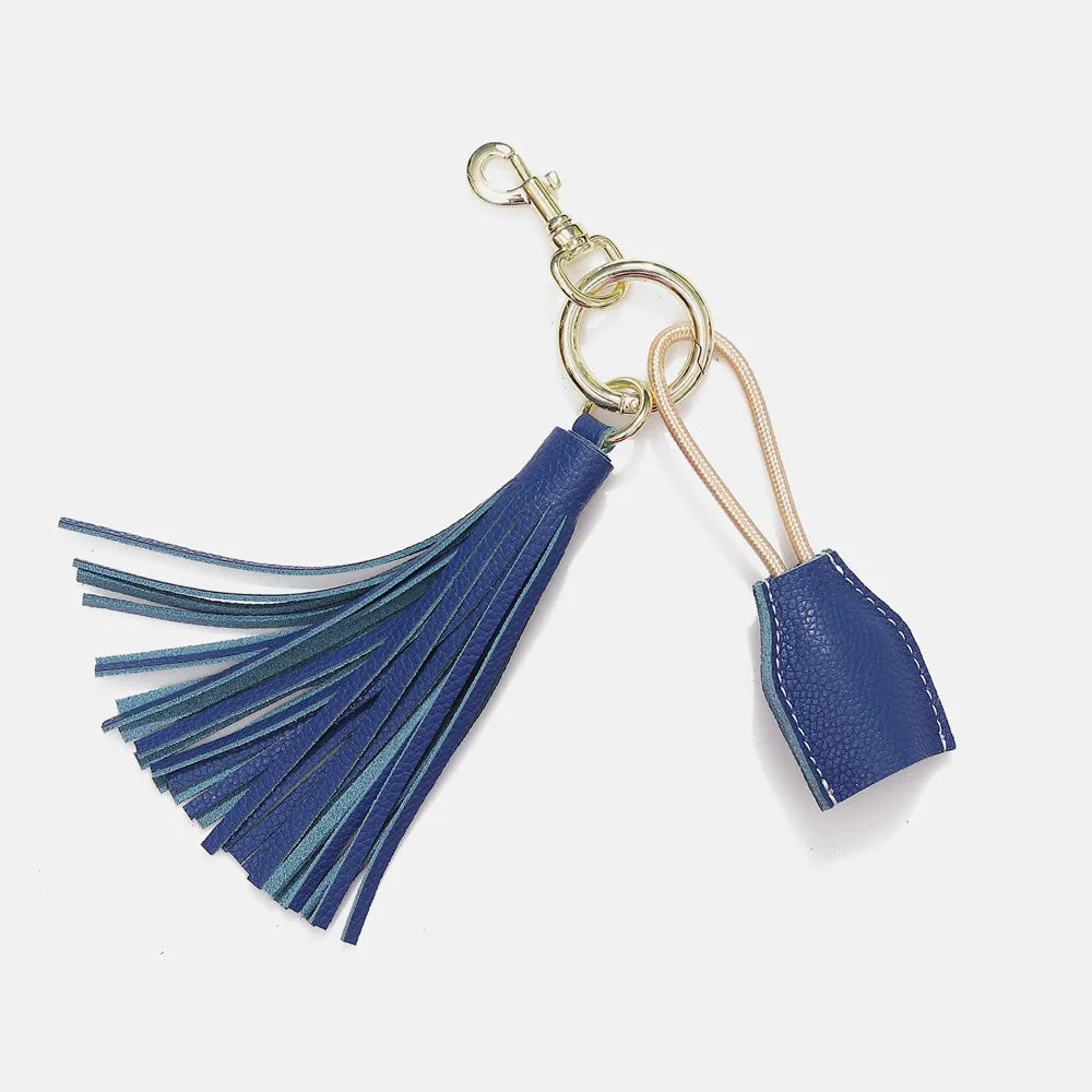 Leather Tassel Keychain w/ USB charging cable