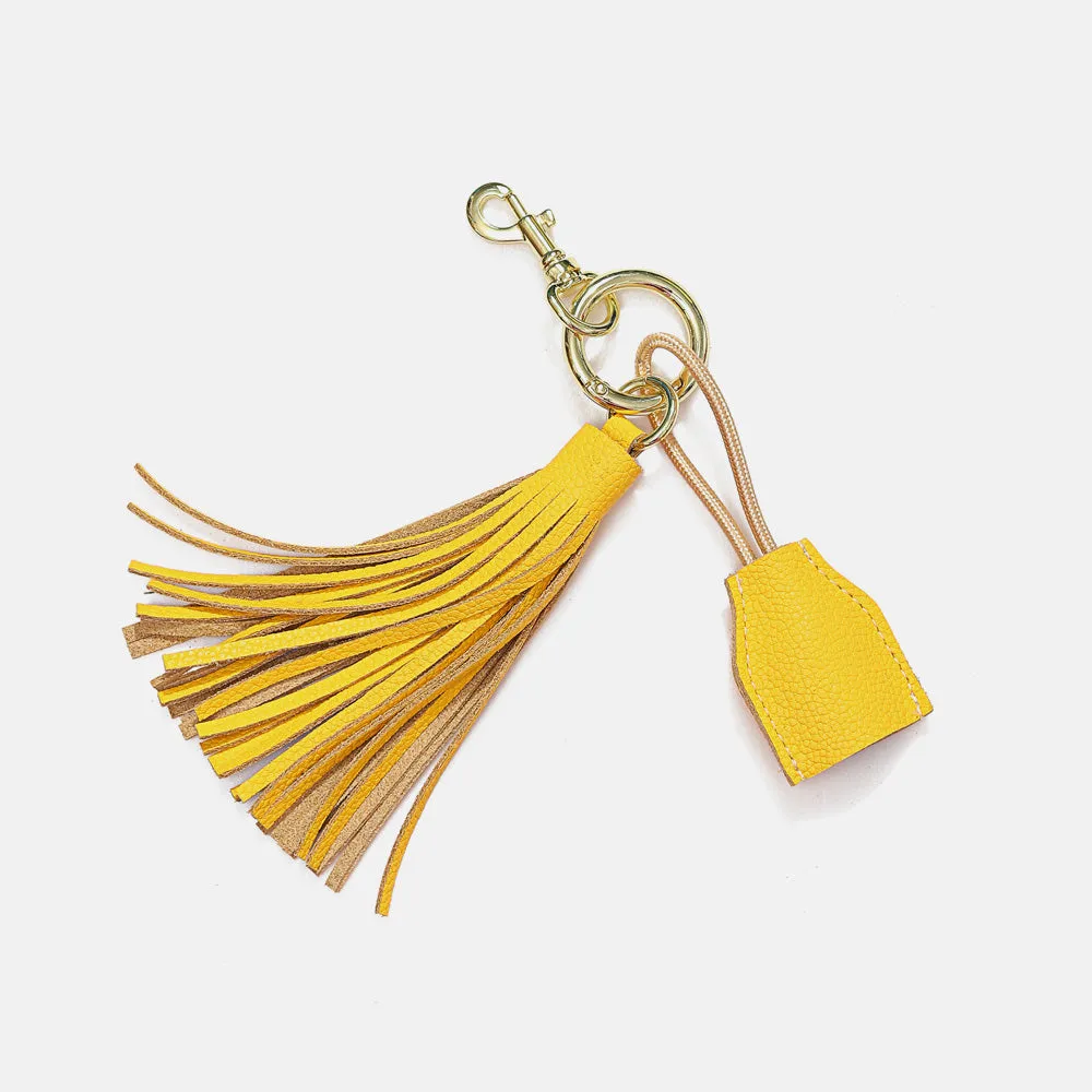 Leather Tassel Keychain w/ USB charging cable