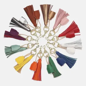 Leather Tassel Keychain w/ USB charging cable