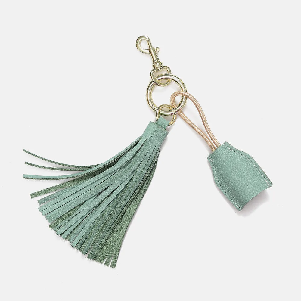 Leather Tassel Keychain w/ USB charging cable