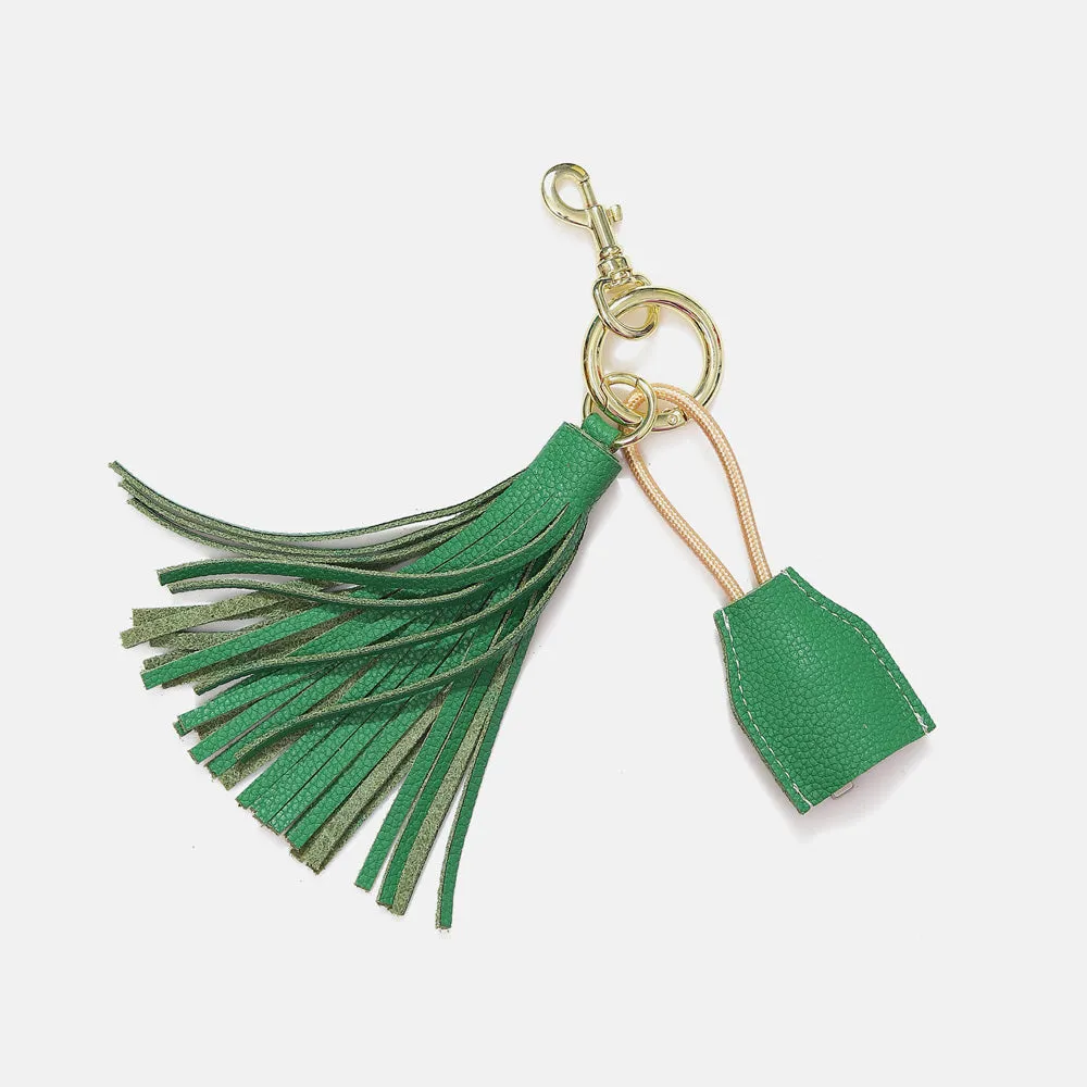 Leather Tassel Keychain w/ USB charging cable
