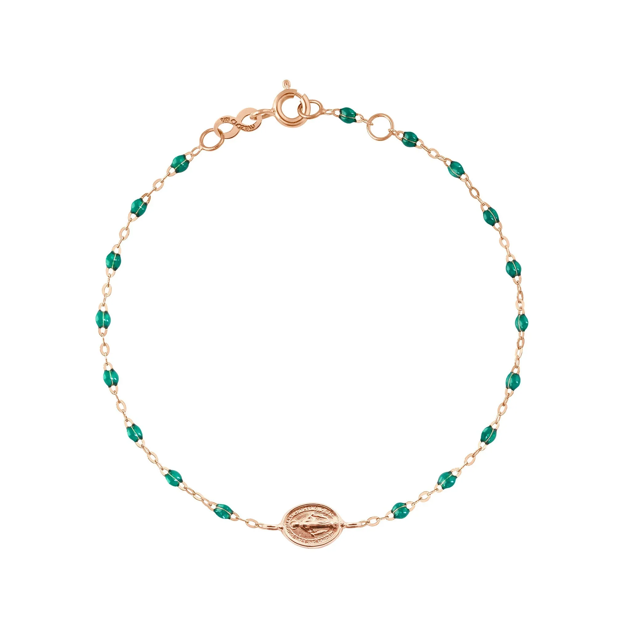Madone Charm Classic Gigi Emerald bracelet, Rose Gold, 6.7"