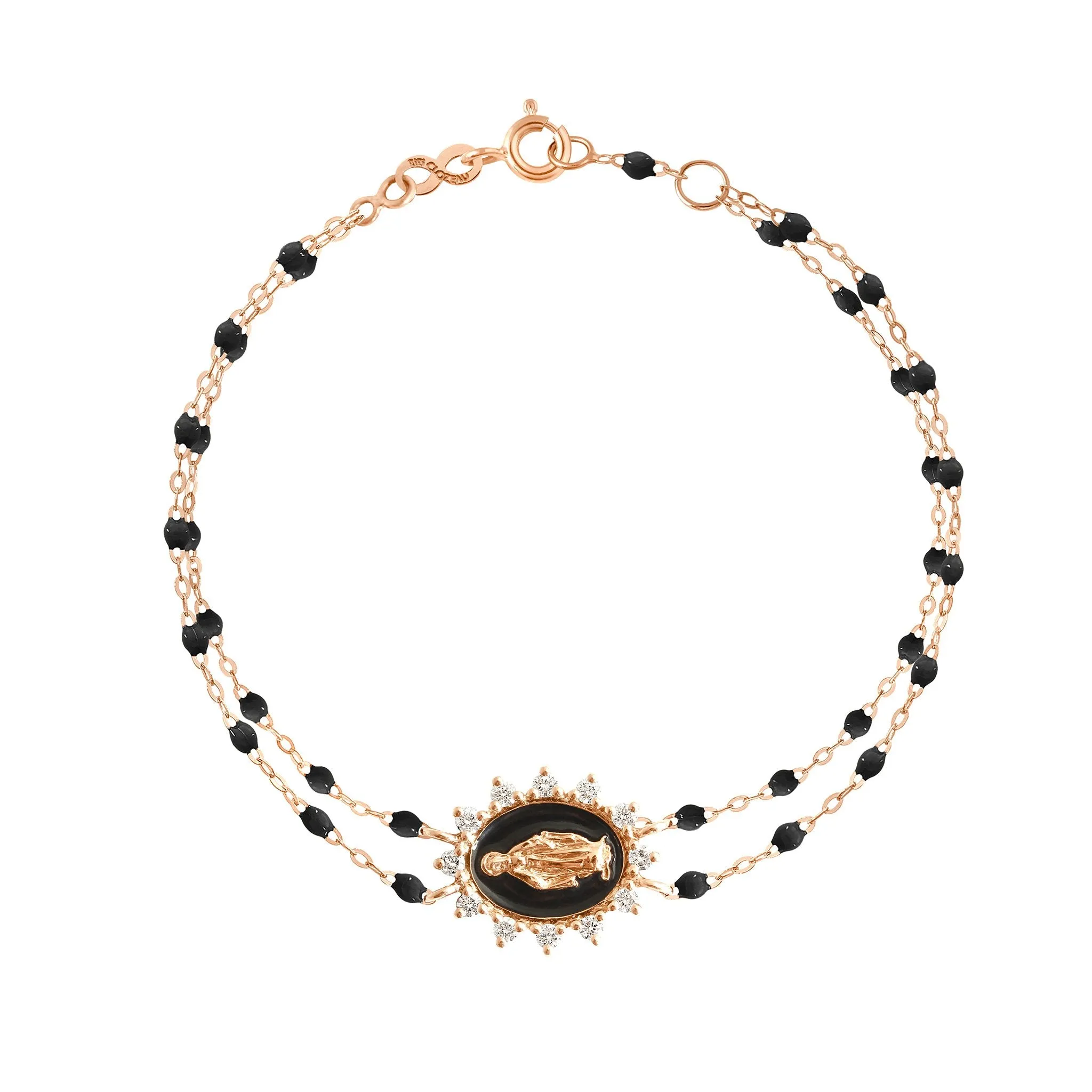 Madone Supreme Black diamond bracelet, Rose Gold, 6.7"