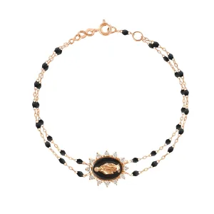 Madone Supreme Black diamond bracelet, Rose Gold, 6.7"