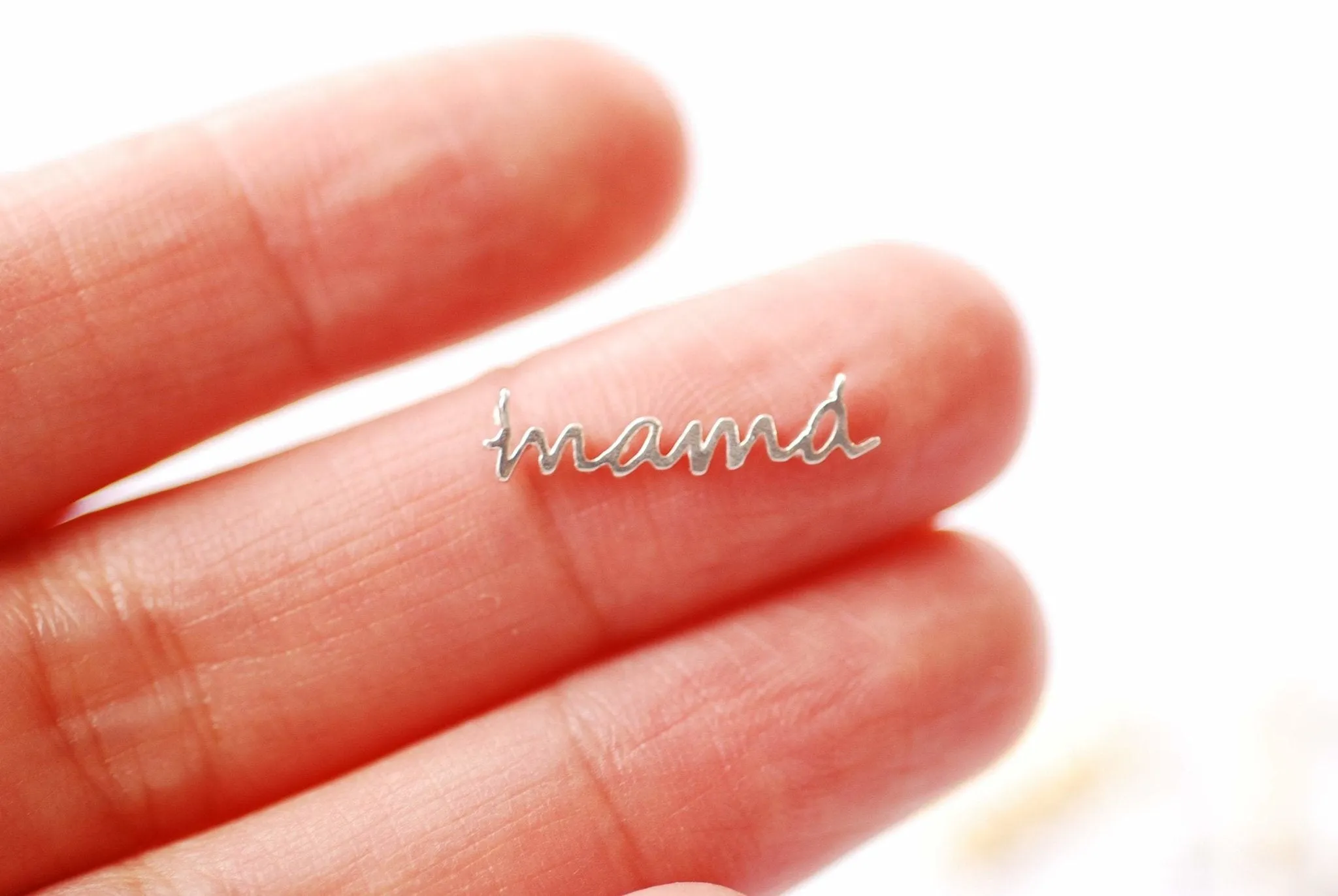 Mama Charm Pendant Vermeil gold or Sterling Silver Mamma Mama Charm Connector Link Necklace momma bear motherhood Name Initial Charm A116