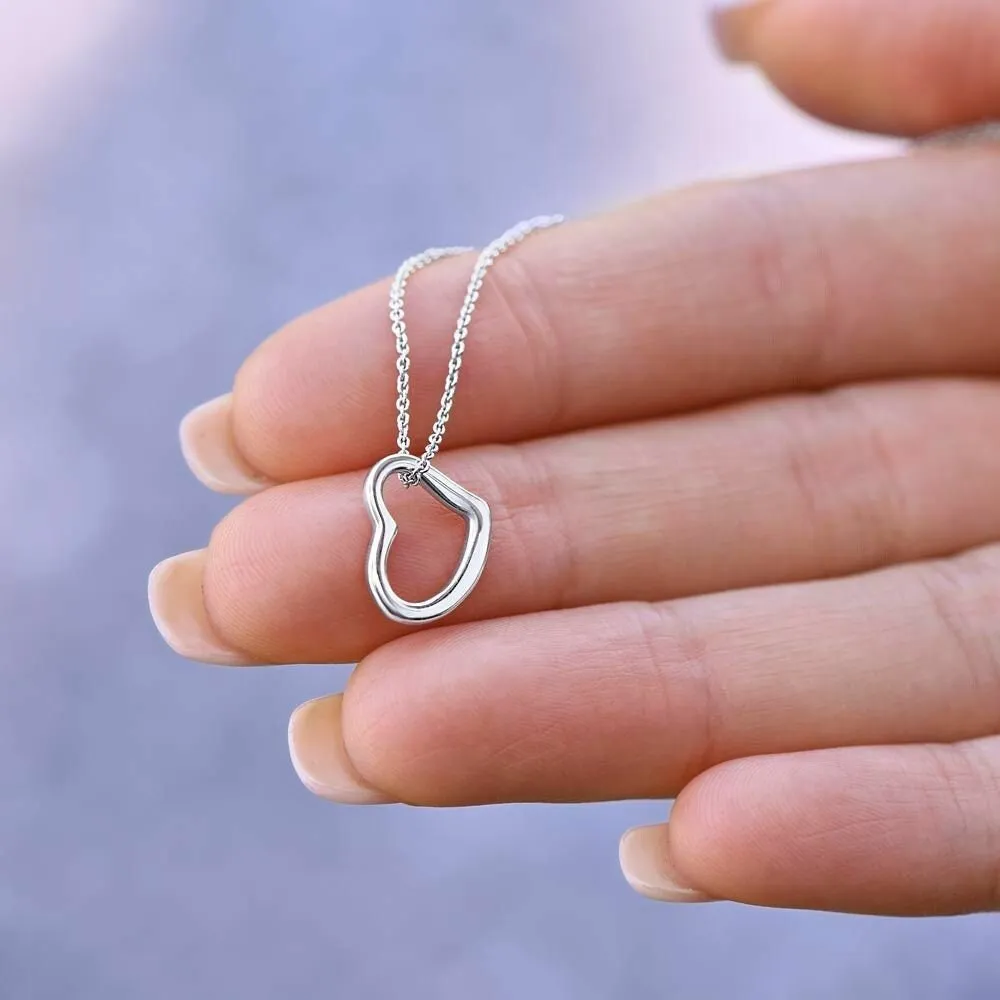 Minimalist Daughter Gold Necklace, Classical Open Heart, Delicate Heart Necklace for Girl, Daughter Daring Retro Card Pendant Jewelry