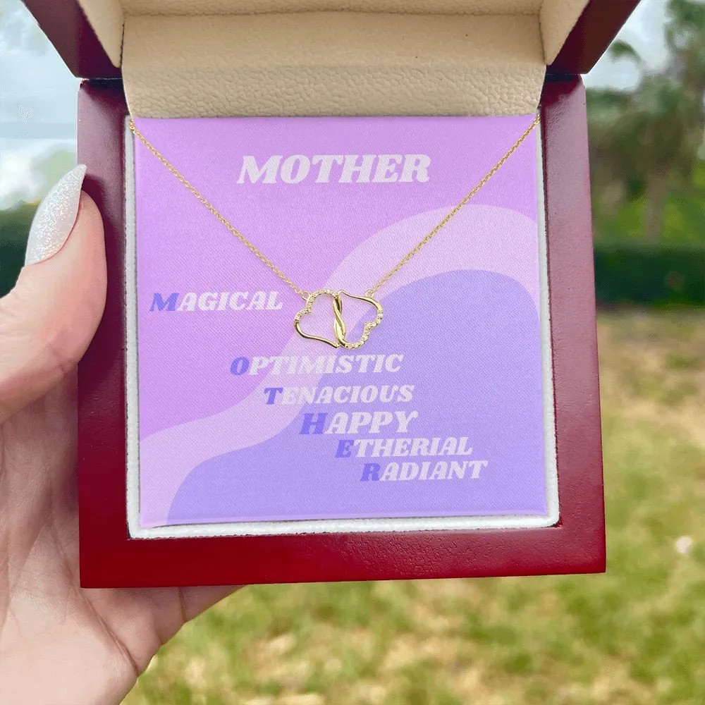Minimalist Gold Heart Necklace, Gift for Mom, Mother Gift, Retro Purple Lavender, Diamond Gold Heart Necklace for Mom, Holiday Mom Gift
