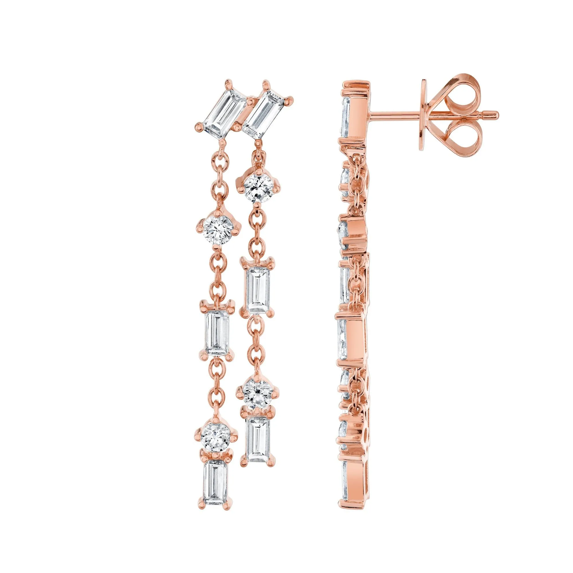 Montage Baguette Chandelier Earrings