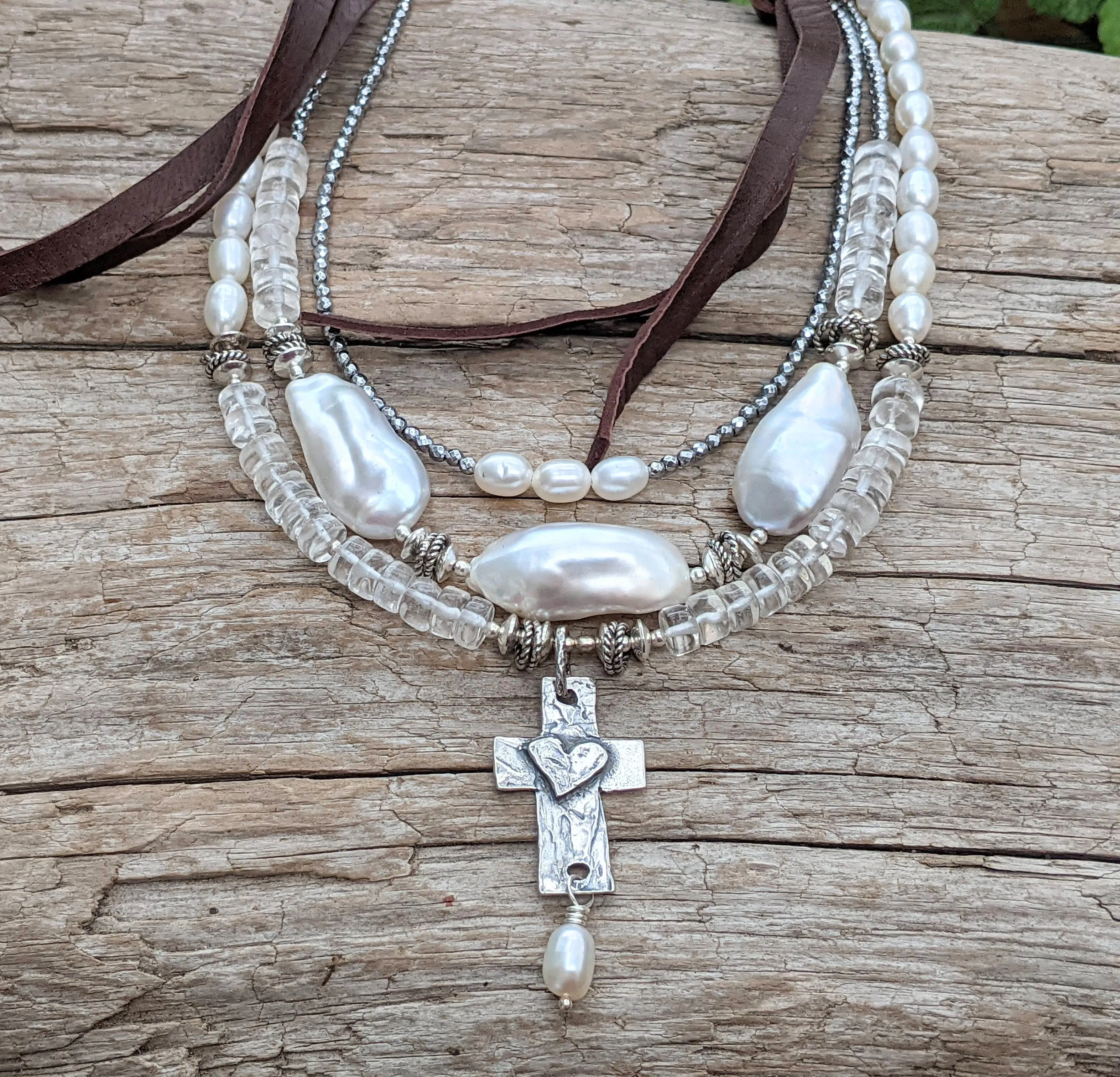 Multi Strand Genuine Pearl Necklace