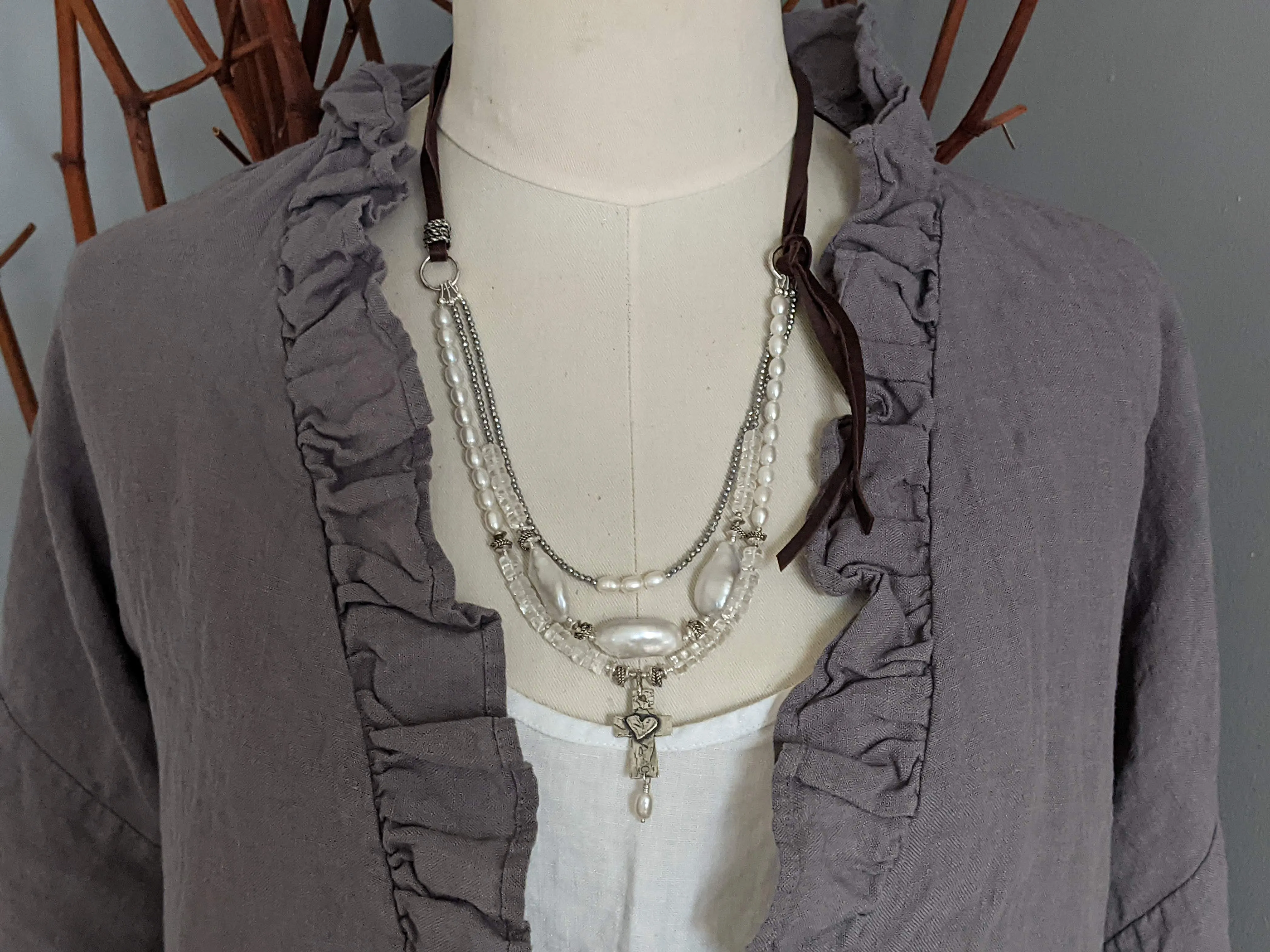 Multi Strand Genuine Pearl Necklace