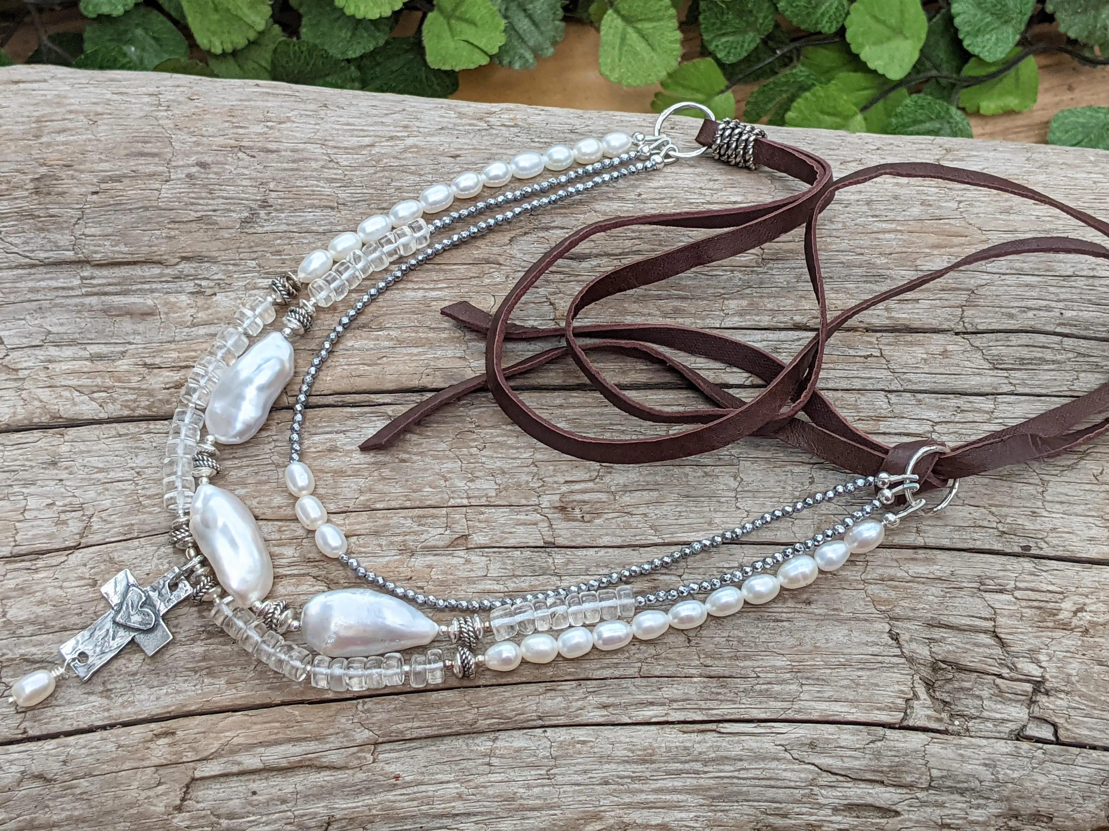 Multi Strand Genuine Pearl Necklace