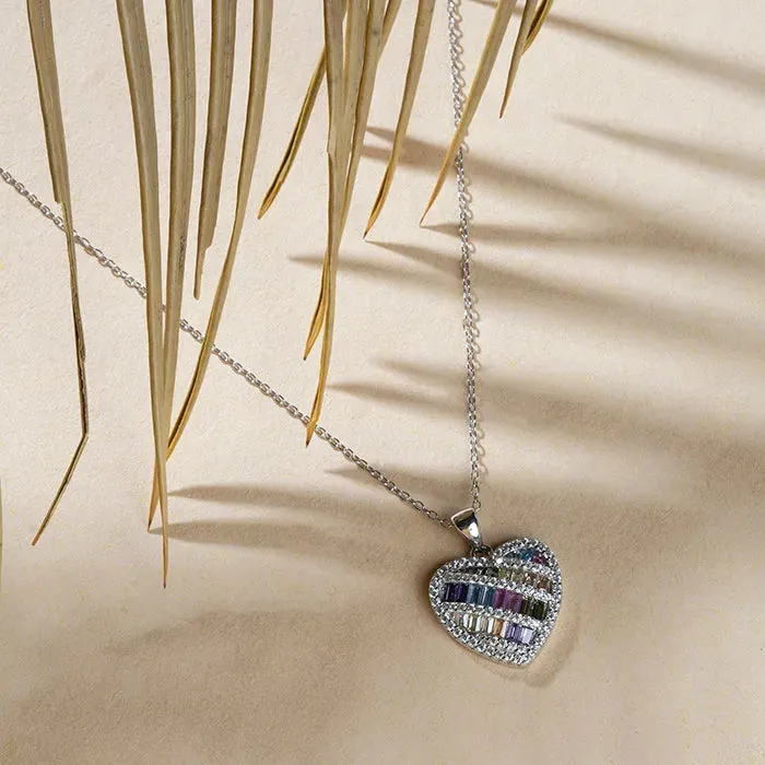 Multicoloured Heart Stunner Chain Locket