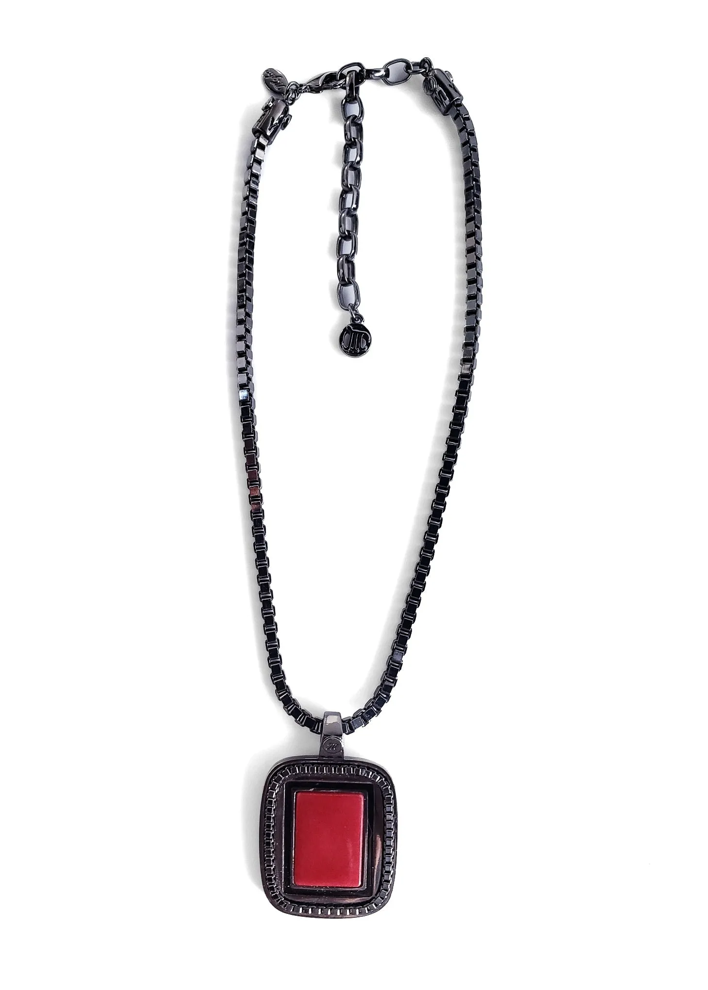Myka - Ruthenium Rectangle Drop Necklace