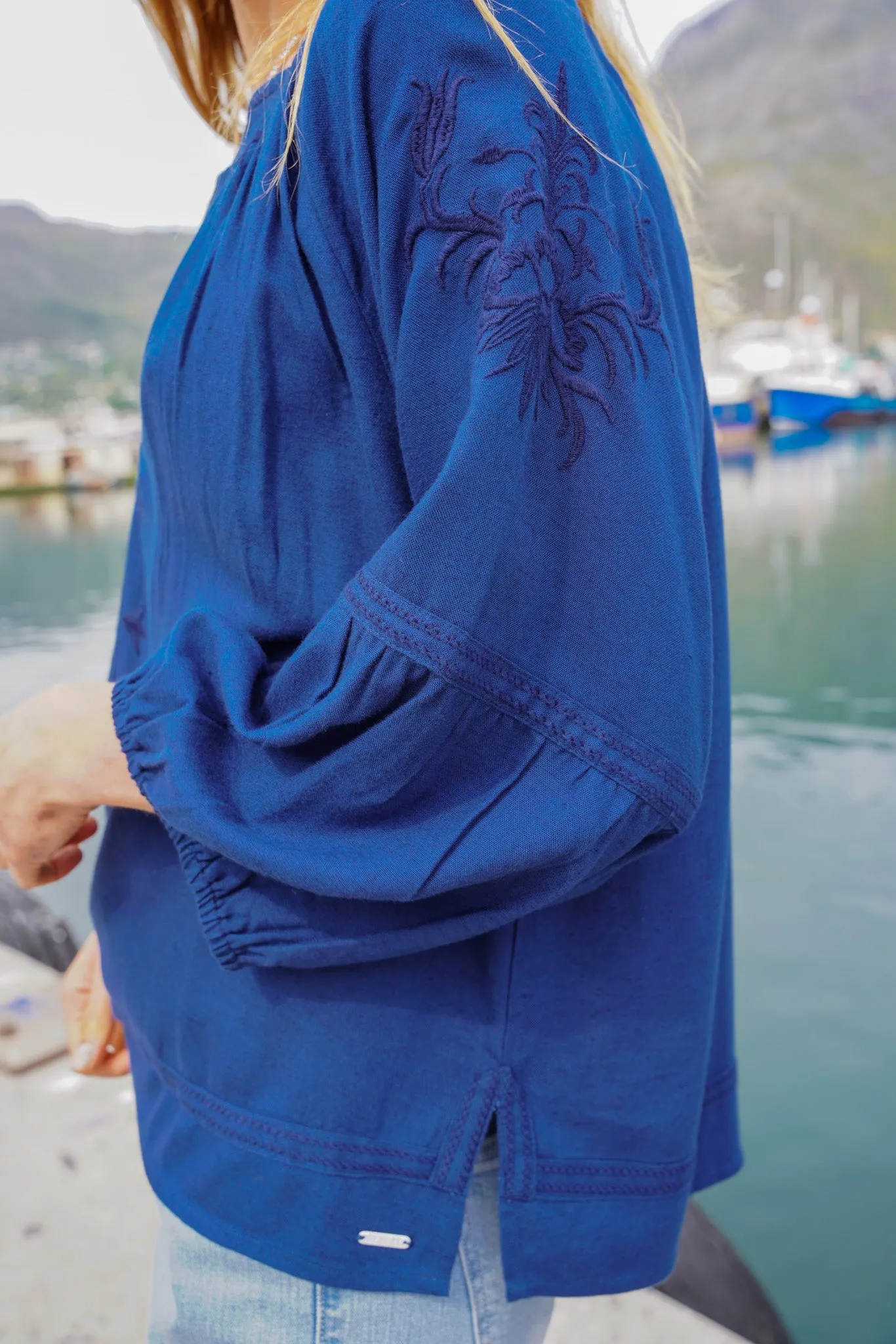 Navy Embroidered Blouse