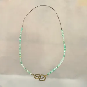 Necklace  Double  Circle Clasp Chrysoprase