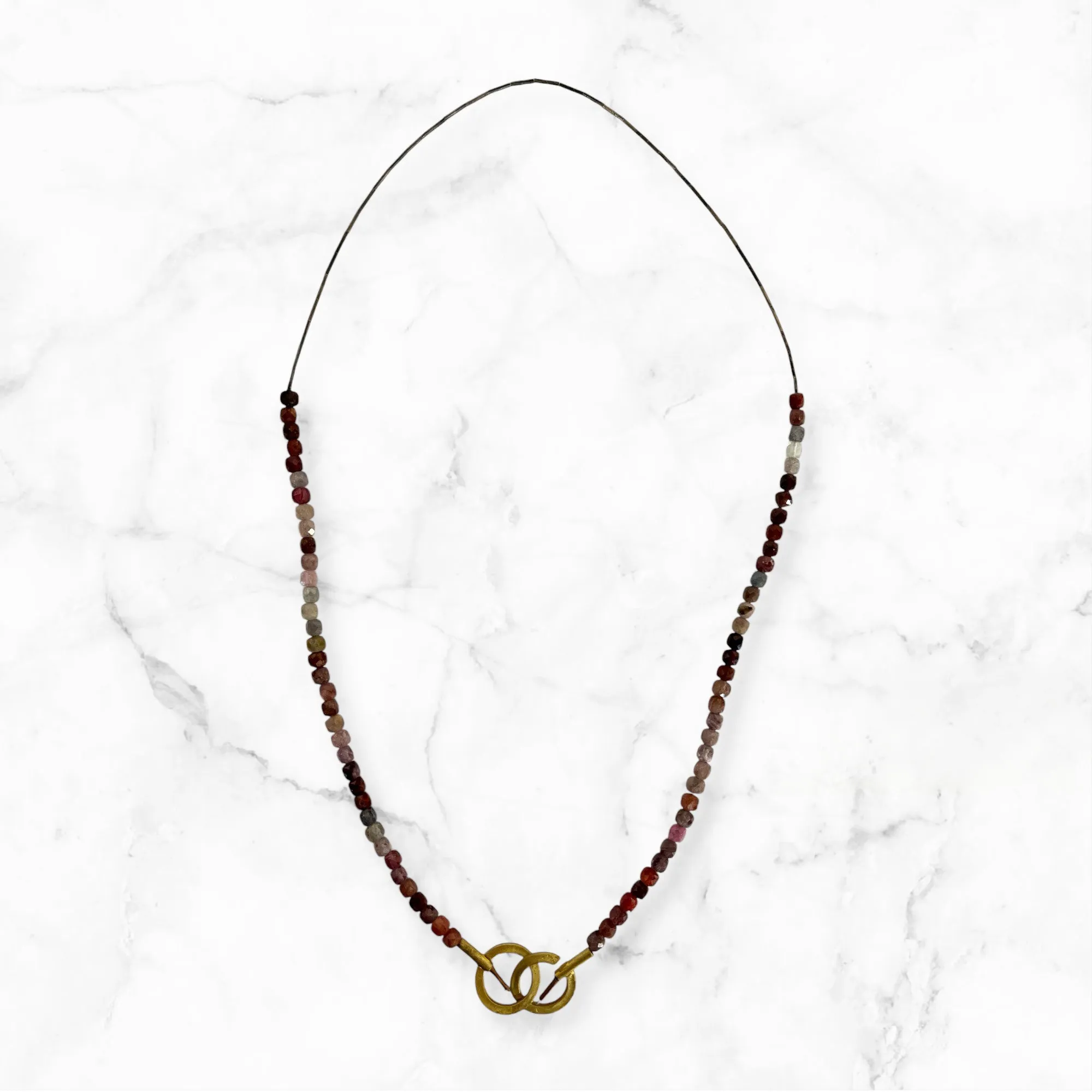 Necklace  Double  Circle Clasp Tourmaline