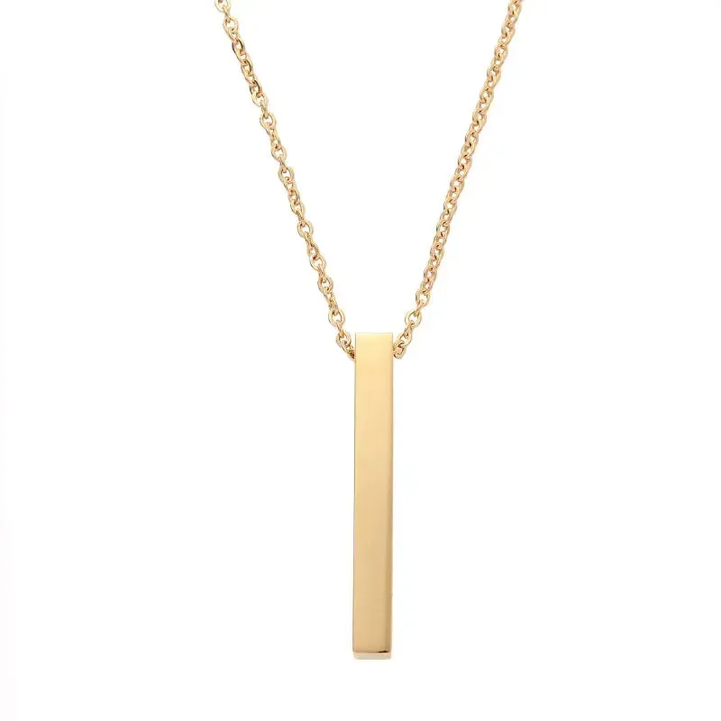 New Black Color Pillar Necklace for Men Women Trendy Simple Stainless Steel Chain 3D Bar Necklaces Party Jewelry Couple Gifts