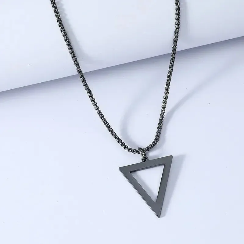 New Black Color Pillar Necklace for Men Women Trendy Simple Stainless Steel Chain 3D Bar Necklaces Party Jewelry Couple Gifts