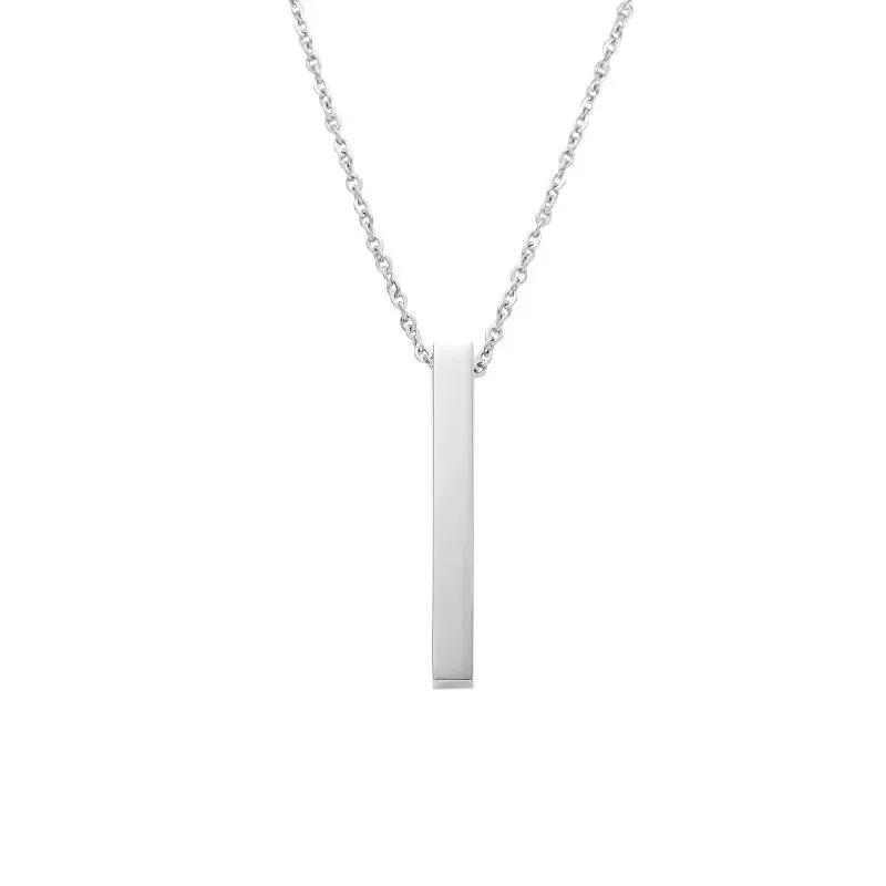 New Black Color Pillar Necklace for Men Women Trendy Simple Stainless Steel Chain 3D Bar Necklaces Party Jewelry Couple Gifts