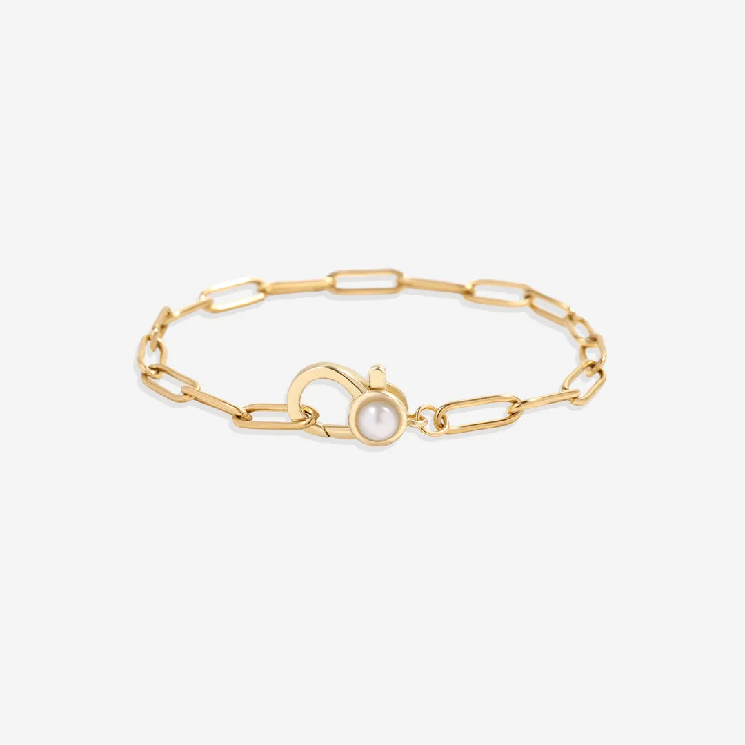 Paperclip Bracelet with Pearl Accent