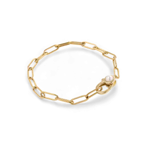 Paperclip Bracelet with Pearl Accent