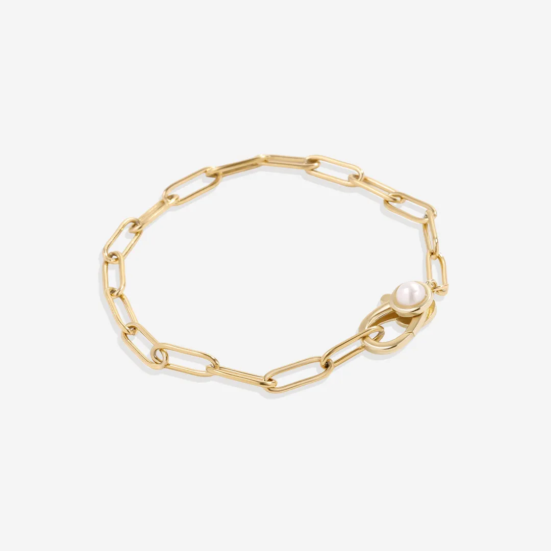 Paperclip Bracelet with Pearl Accent