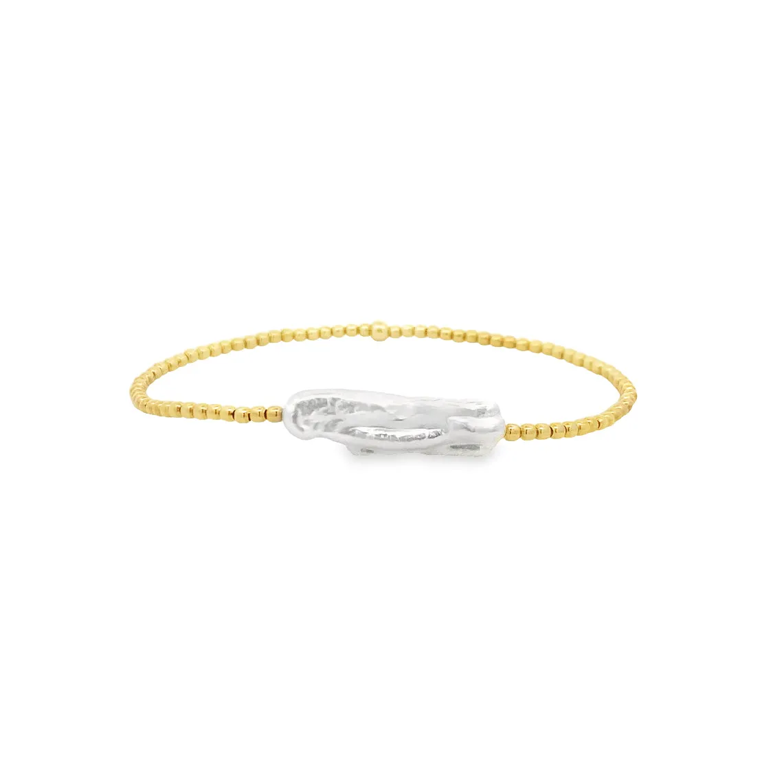 Pearl Bracelet Expandable Sterling Silver Yellow Gold Finish Karen Lazar Design