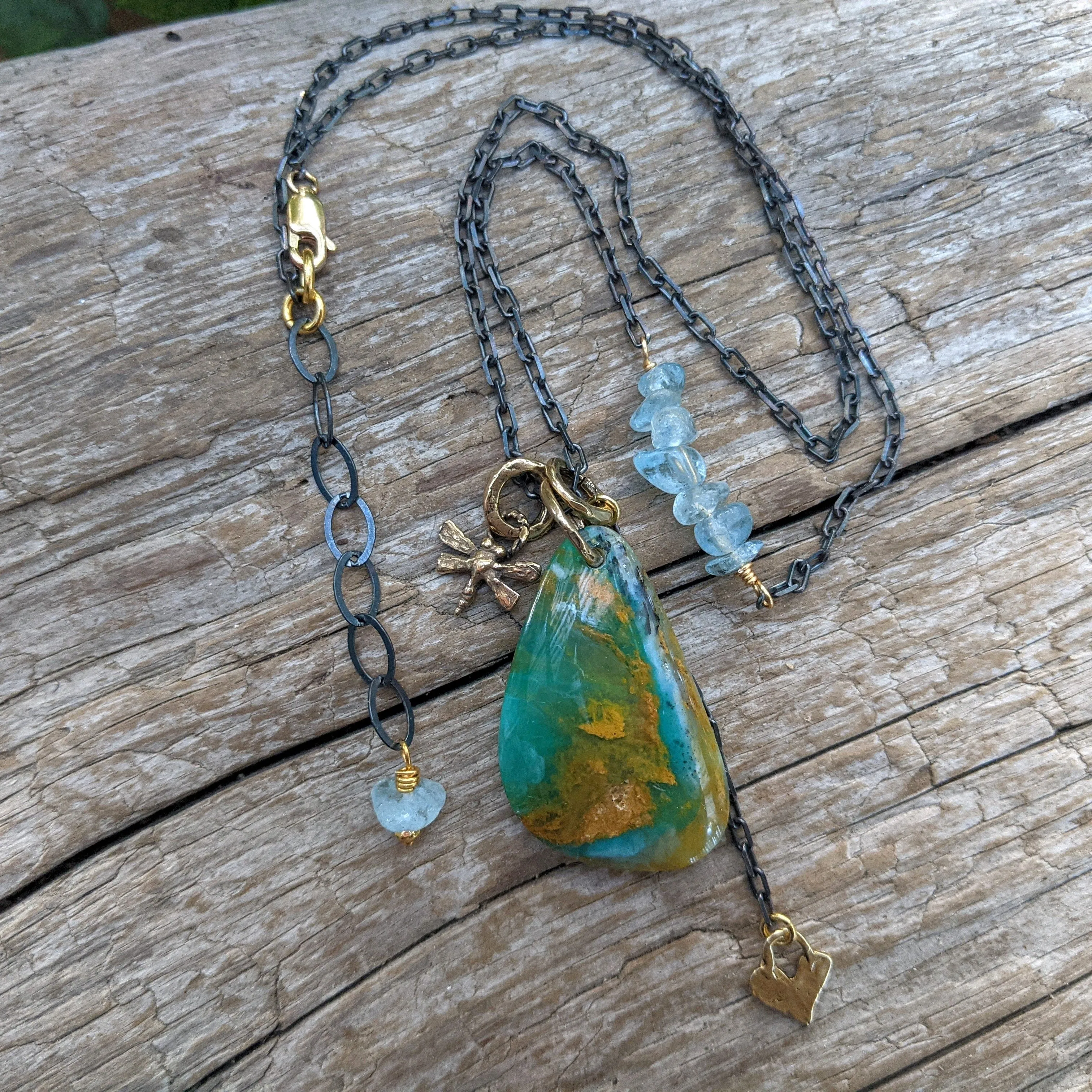 Peruvian Blue Opal Artisan Necklace,