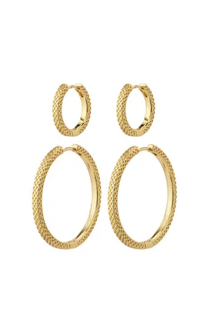 Pilgrim PULSE recycled earrings 2-in-1 set, gold