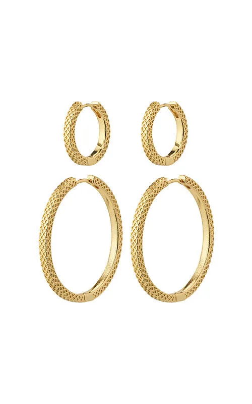 Pilgrim PULSE recycled earrings 2-in-1 set, gold