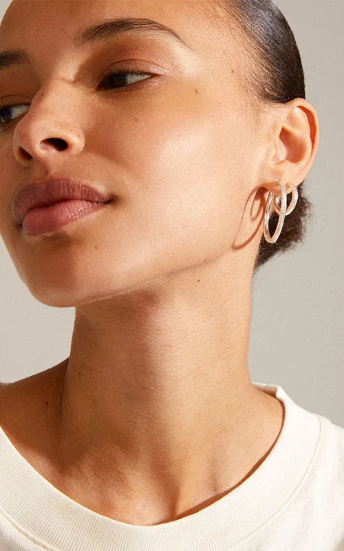 Pilgrim PULSE recycled earrings 2-in-1 set, silver