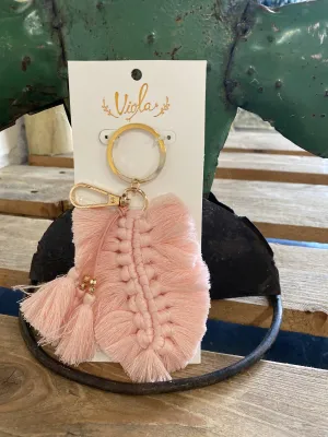 Pink Tassel Fringe Keychain