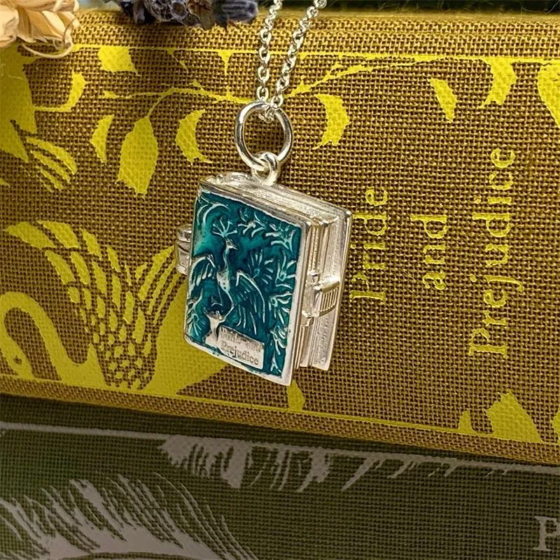 Pride and Prejudice Silver and Enamel Book Charm Locket Necklace | Exclusive Collection