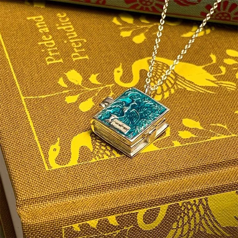 Pride and Prejudice Silver and Enamel Book Charm Locket Necklace | Exclusive Collection