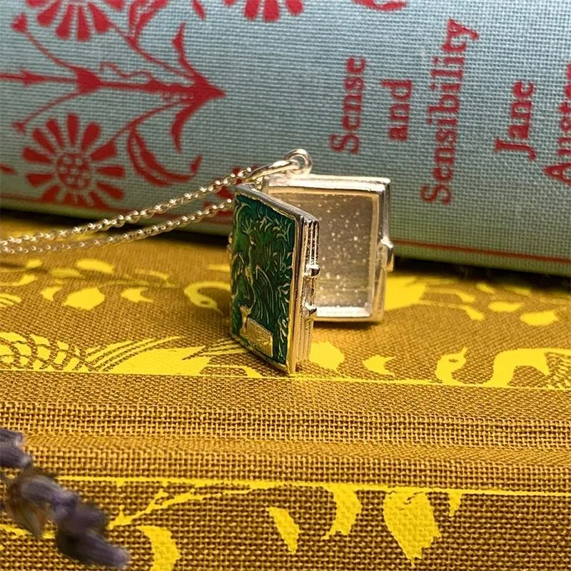 Pride and Prejudice Silver and Enamel Book Charm Locket Necklace | Exclusive Collection