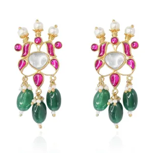Silver 92.5 Kundan Stone Silver Earrings