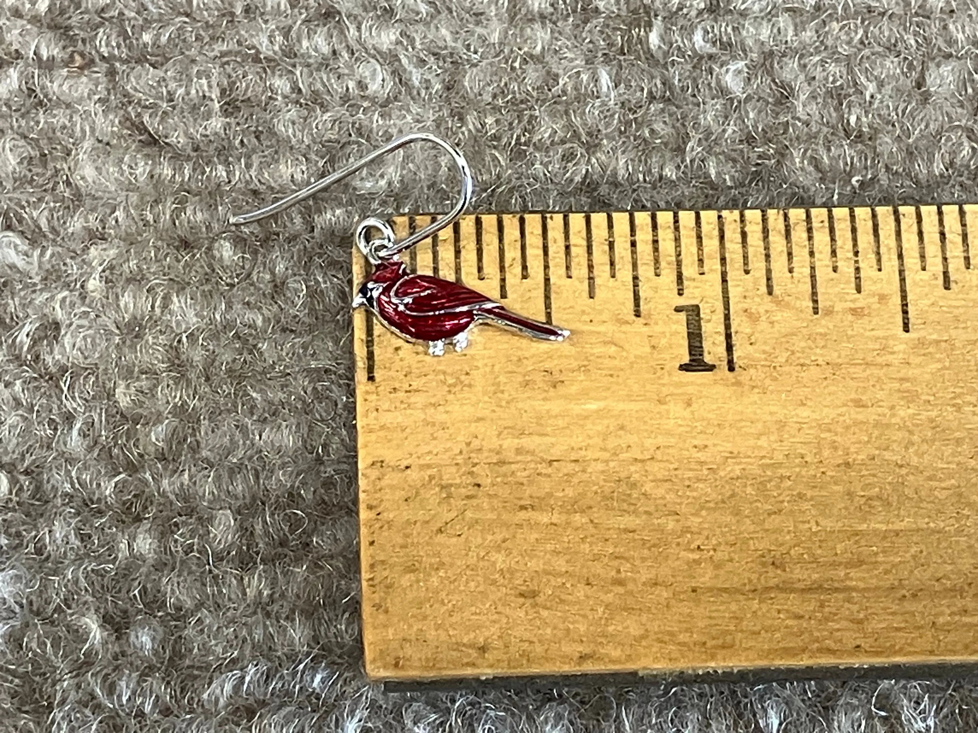 Silver Cardinal Dangle Earrings