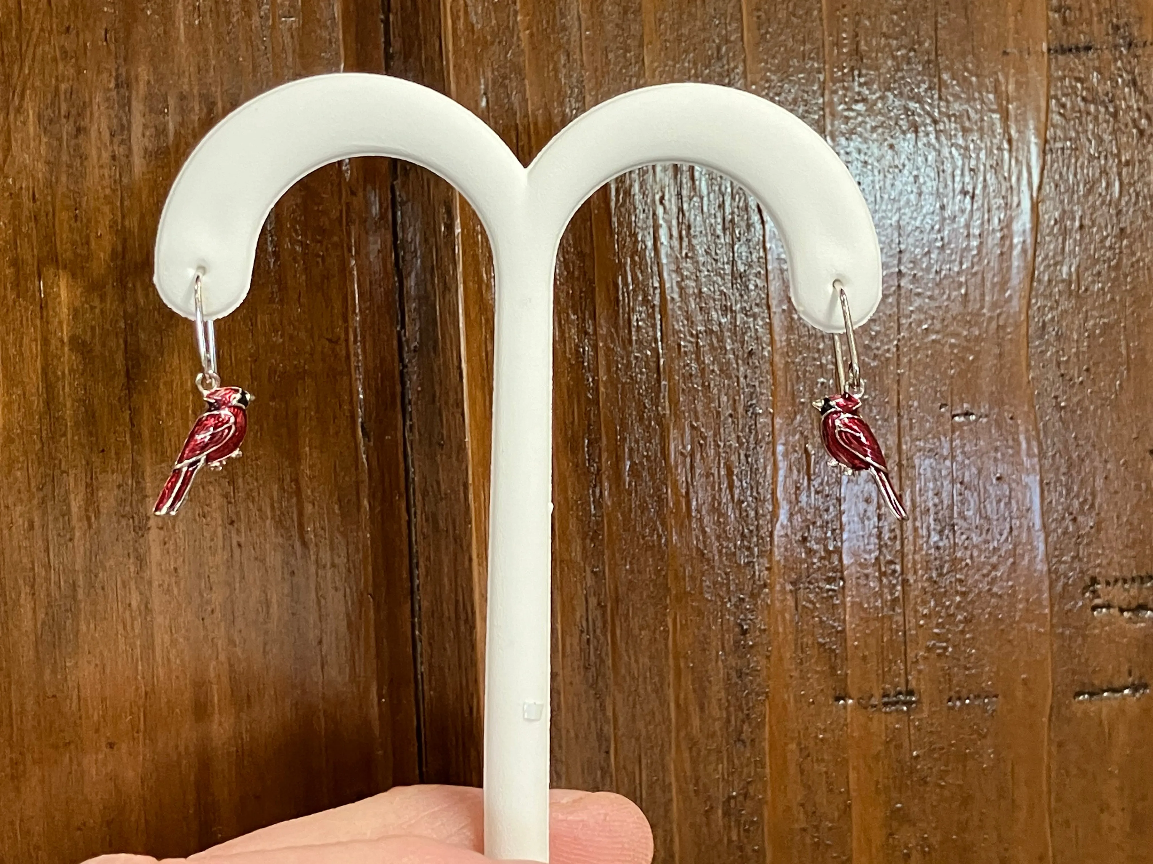 Silver Cardinal Dangle Earrings