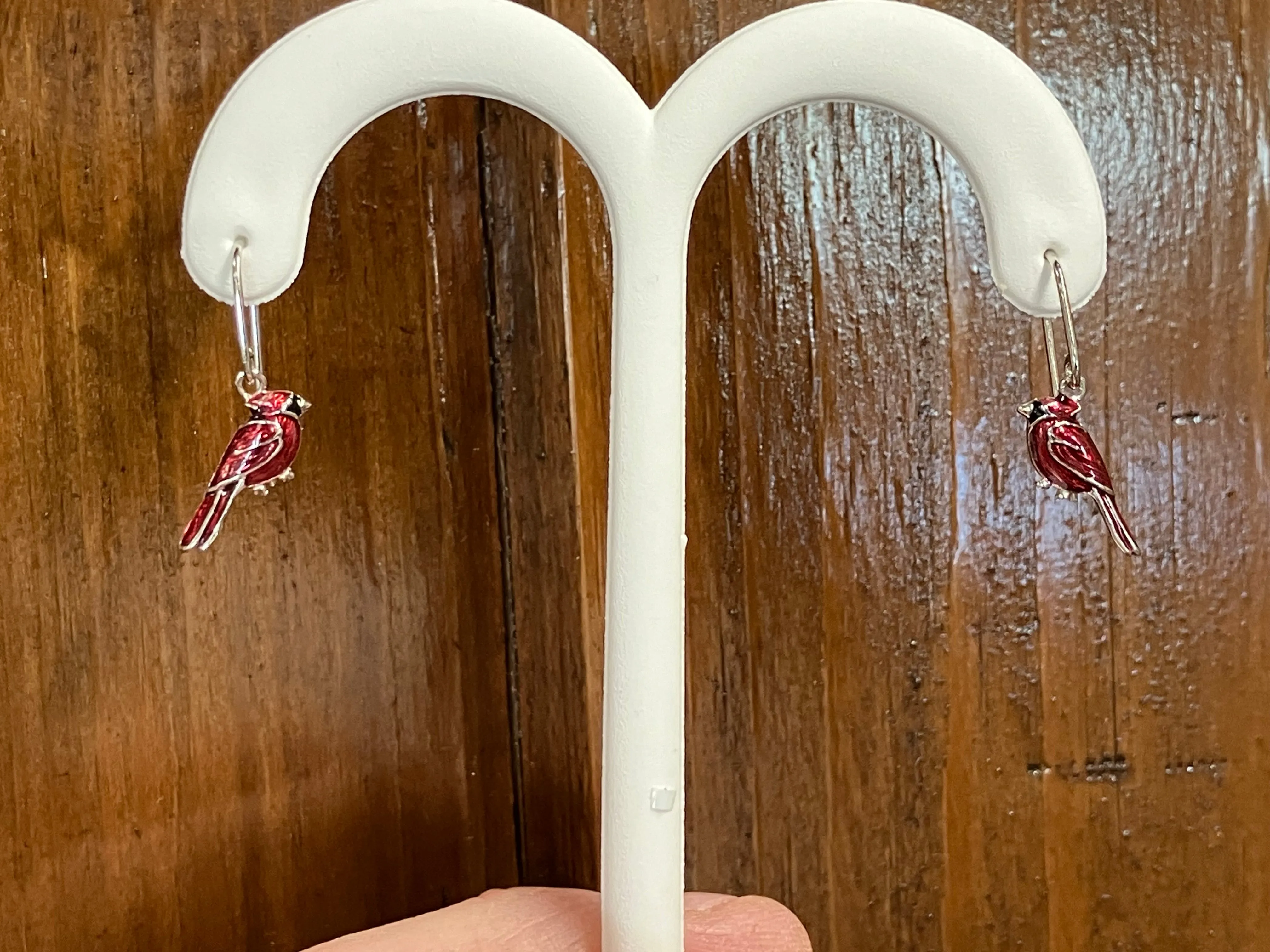 Silver Cardinal Dangle Earrings