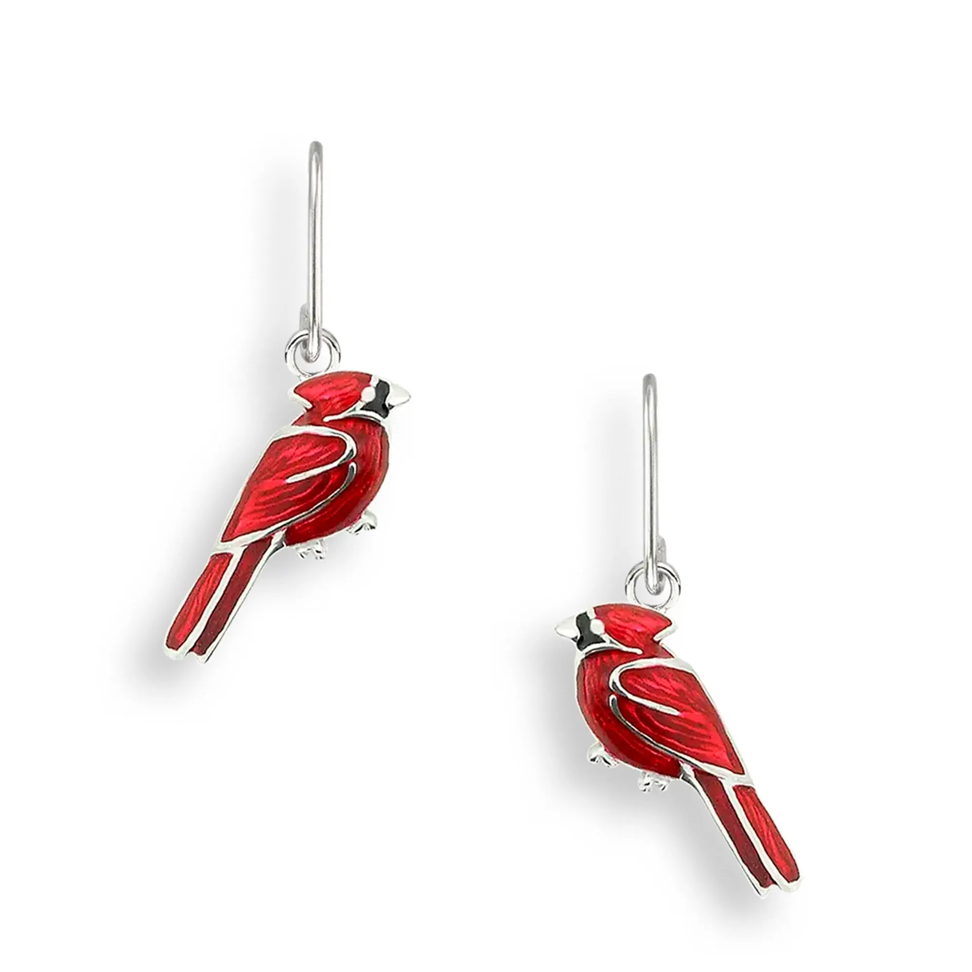 Silver Cardinal Dangle Earrings