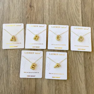 Sparkle Bubble Letter Gold Necklace
